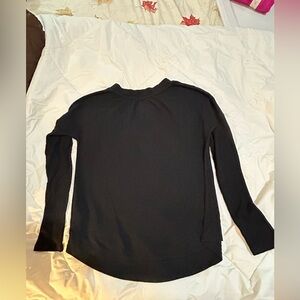 Women's S Stem 3/4 Sleeve Solid Black Round Neck T-Shirt